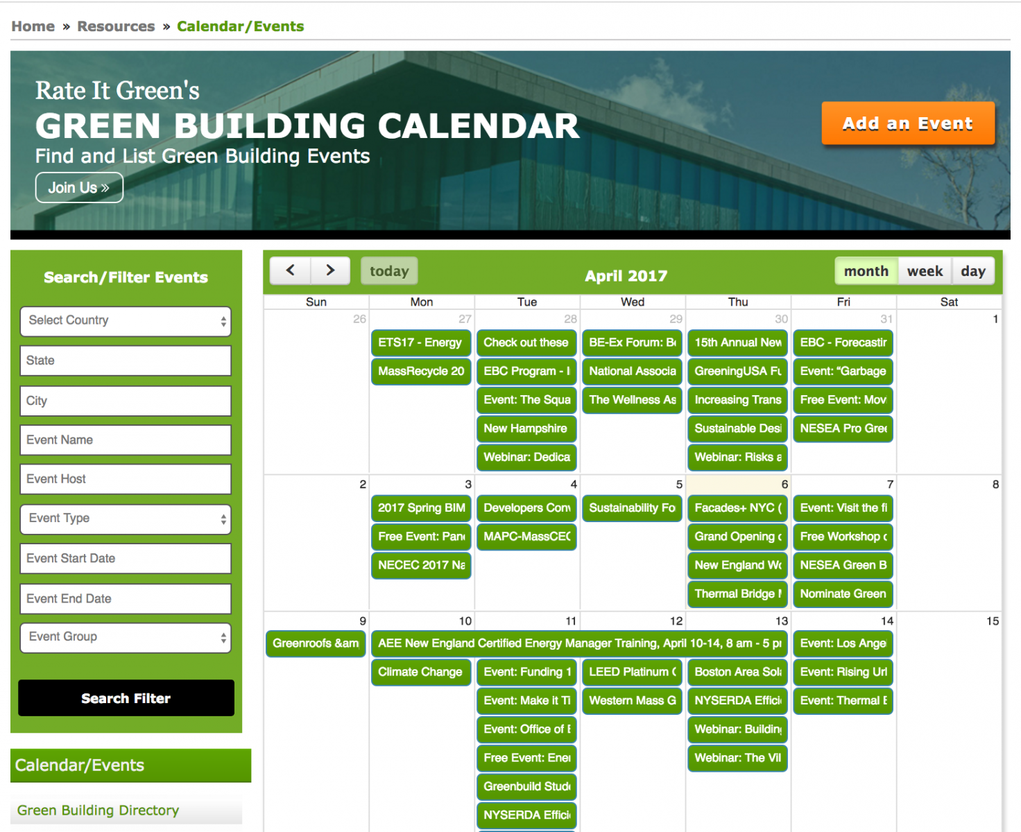 Rate It Green's Open Green Building Calendar Green Building News